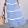 Waves Pleated Skirt with Elastic Waistband