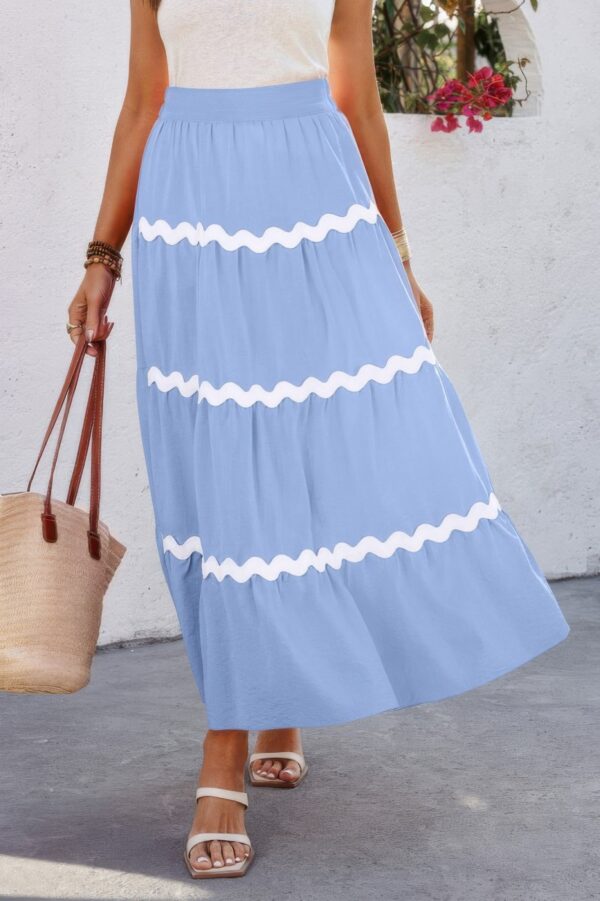 Waves Pleated Skirt with Elastic Waistband