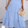 Waves Pleated Skirt with Elastic Waistband