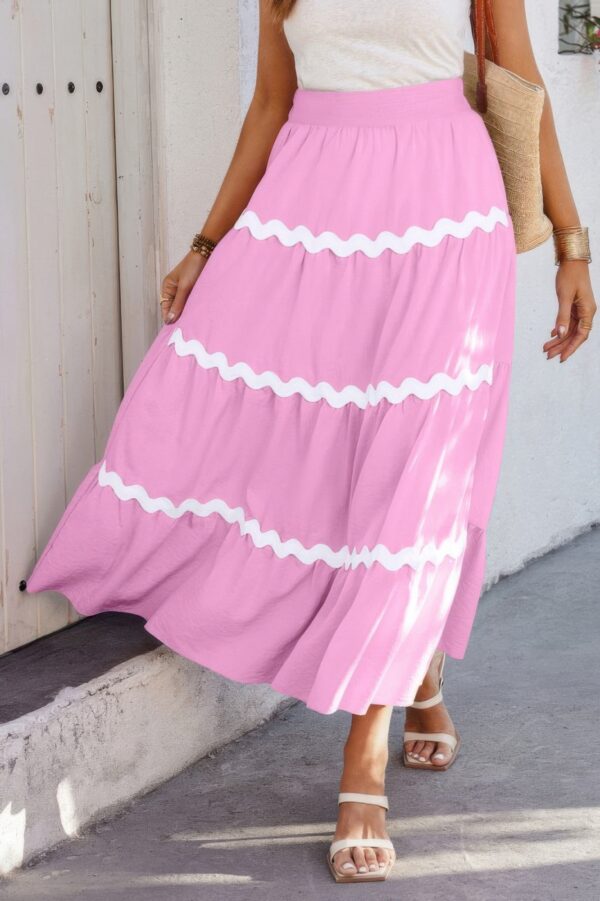 Waves Pleated Skirt with Elastic Waistband