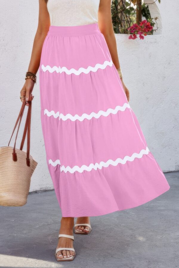 Waves Pleated Skirt with Elastic Waistband