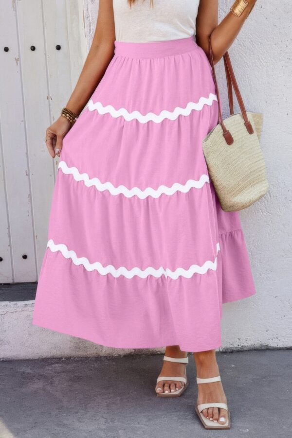 Waves Pleated Skirt with Elastic Waistband