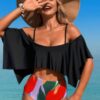 Tankini Swimsuit – Ruffle Top with High-Waist Bottom