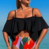 Tankini Swimsuit – Ruffle Top with High-Waist Bottom