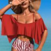 Tankini Swimsuit – Ruffle Top with High-Waist Bottom