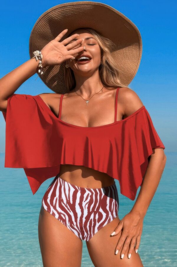 Tankini Swimsuit – Ruffle Top with High-Waist Bottom