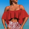 Tankini Swimsuit – Ruffle Top with High-Waist Bottom