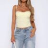 Solid Sleeveless Lace-Trim Top with Back Knot