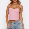 Solid Sleeveless Lace-Trim Top with Back Knot
