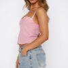 Solid Sleeveless Lace-Trim Top with Back Knot