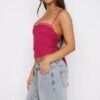 Solid Sleeveless Lace-Trim Top with Back Knot
