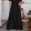 V-Neck Knot-Waist Puff Sleeve Dress – Solid