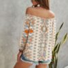 Boho Off-Shoulder Long-Sleeve Blouse – Knot Front
