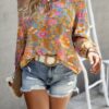 Boho Off-Shoulder Long-Sleeve Blouse – Knot Front