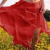 Asymmetrical Ruffle Skirt with Drawstring Waist