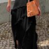 Asymmetrical Ruffle Skirt with Drawstring Waist