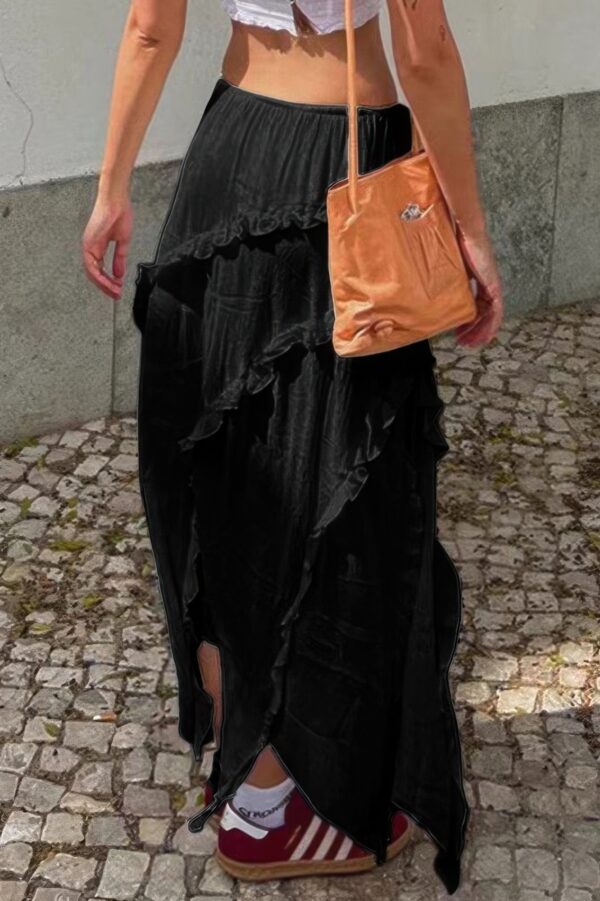 Asymmetrical Ruffle Skirt with Drawstring Waist