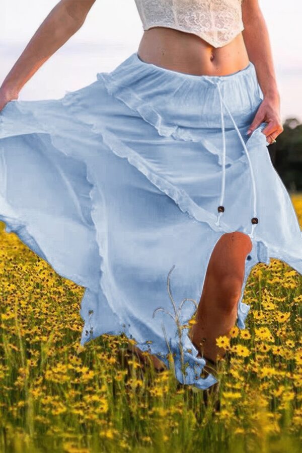 Asymmetrical Ruffle Skirt with Drawstring Waist