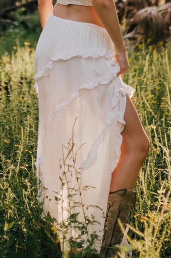 Asymmetrical Ruffle Skirt with Drawstring Waist