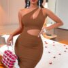One-Shoulder Cutout Backless Bodycon Mini Dress