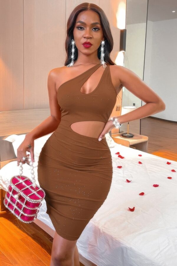 One-Shoulder Cutout Backless Bodycon Mini Dress