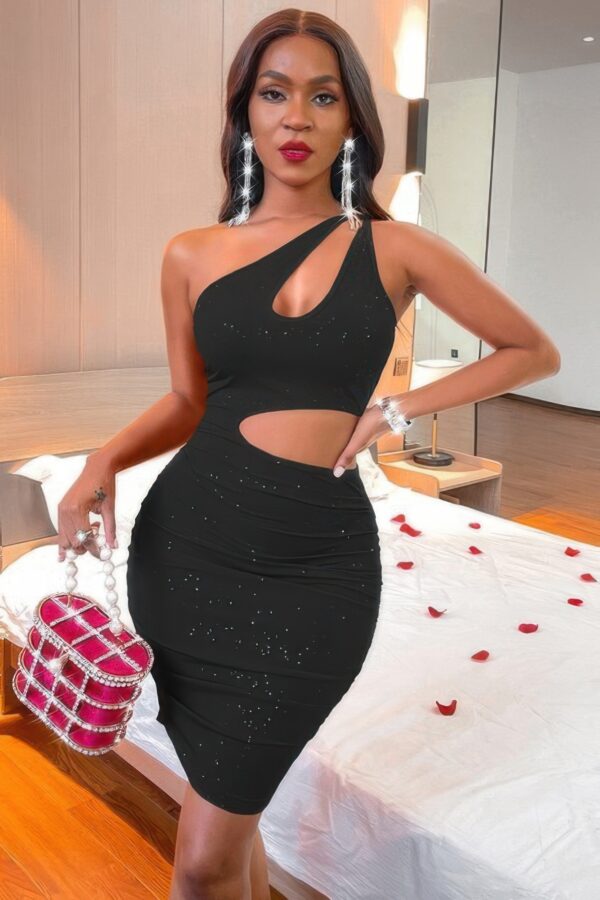 One-Shoulder Cutout Backless Bodycon Mini Dress
