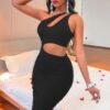 One-Shoulder Cutout Backless Bodycon Mini Dress