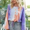 Lightweight Tie Dye Balloon Sleeve Top – Round Neck