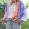 Lightweight Tie Dye Balloon Sleeve Top – Round Neck