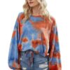 Lightweight Tie Dye Balloon Sleeve Top – Round Neck