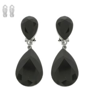 Teardrop Crystal Clip-On Earrings – Two-Tier Sparkle