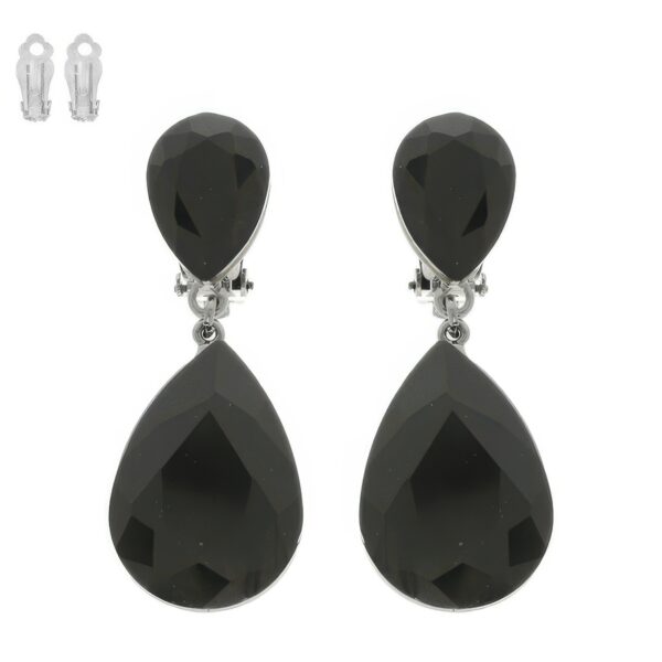 Teardrop Crystal Clip-On Earrings – Two-Tier Sparkle