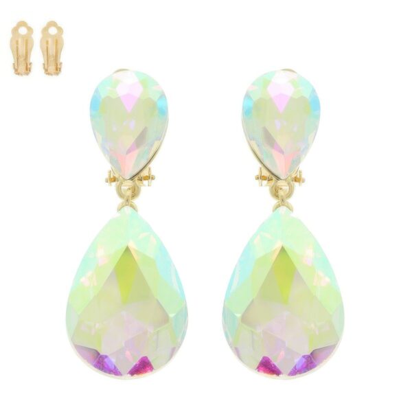 Teardrop Crystal Clip-On Earrings – Two-Tier Sparkle