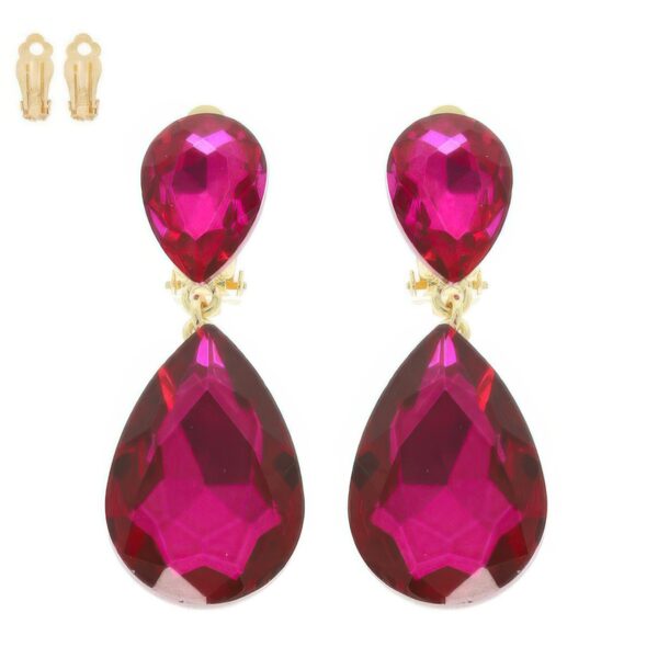 Teardrop Crystal Clip-On Earrings – Two-Tier Sparkle