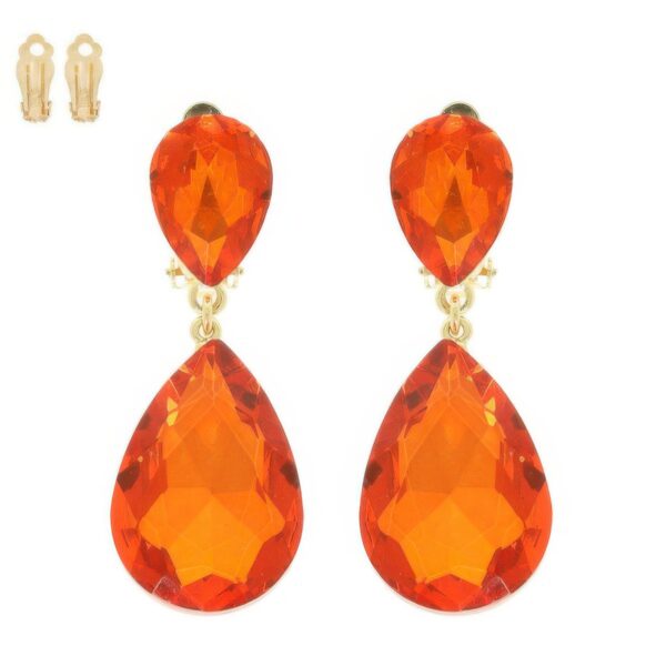 Teardrop Crystal Clip-On Earrings – Two-Tier Sparkle
