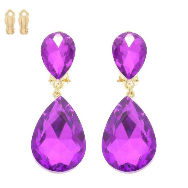 Teardrop Crystal Clip-On Earrings – Two-Tier Sparkle