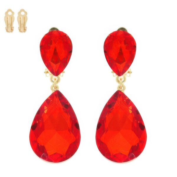 Teardrop Crystal Clip-On Earrings – Two-Tier Sparkle