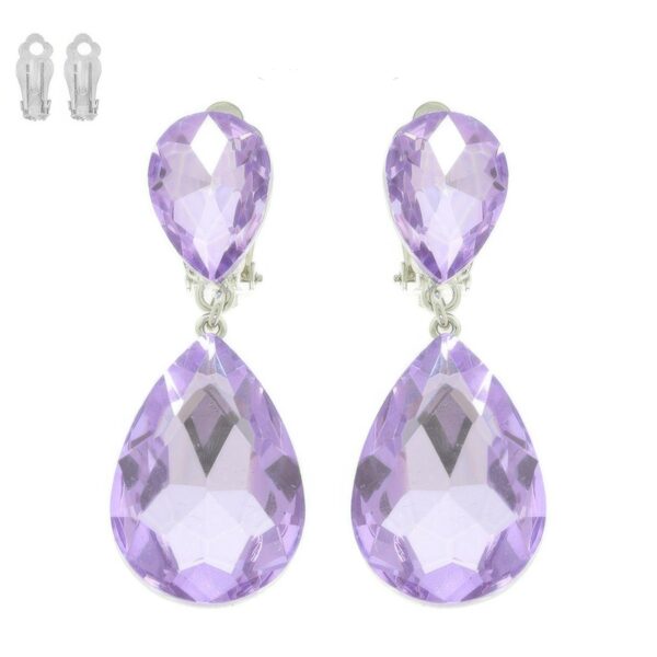 Teardrop Crystal Clip-On Earrings – Two-Tier Sparkle