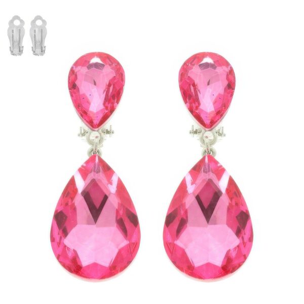 Teardrop Crystal Clip-On Earrings – Two-Tier Sparkle