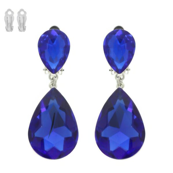 Teardrop Crystal Clip-On Earrings – Two-Tier Sparkle