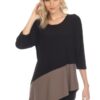 Colorblock V-Neck Quarter-Sleeve Top – Made in USA