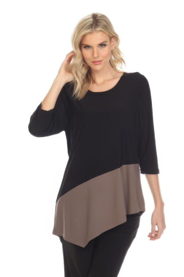 Colorblock V-Neck Quarter-Sleeve Top – Made in USA
