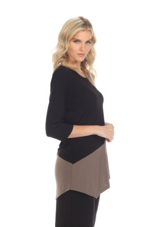 Colorblock V-Neck Quarter-Sleeve Top – Made in USA