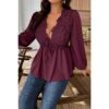 Plus-Size V-Neck Top with Lace Patchwork