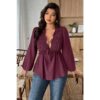 Plus-Size V-Neck Top with Lace Patchwork