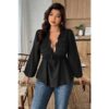 Plus-Size V-Neck Top with Lace Patchwork