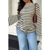 Plus Size Striped Shirt - Wide Long Sleeves