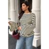Plus Size Striped Shirt - Wide Long Sleeves