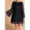 Sequin Lace Short Dress with Fringe – Plus Size