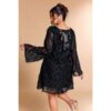 Sequin Lace Short Dress with Fringe - Plus Size